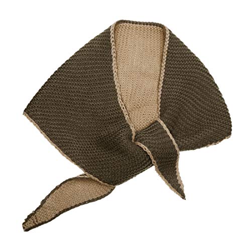 Allegra K Triangle Knit Scarves For Women Solid Color Winter Warm Shawl Two Tune Khaki 1 Pcs #TOP9