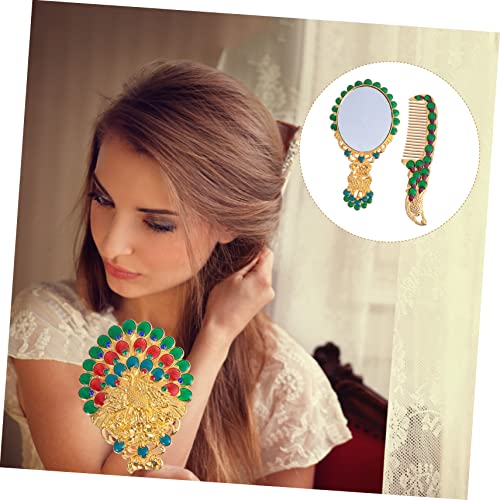 Fomiyes 2Pcs Mirror Oval Mirror Travel Kits For Women Pocket Mirror Compact Mirror Handheld Makeup Mirror Single- Sided Handheld Mirror Alloy Golden Portable Vanity Mirror Retro Mirror #TOP7