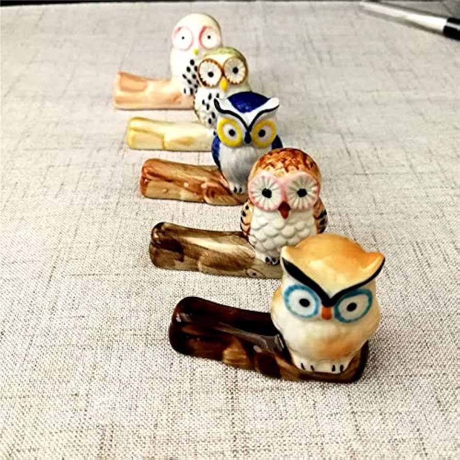 フクロウ形状の金属製箸置き Amazon | Hemoton 箸ホルダー セラミック フクロウ 箸置き
