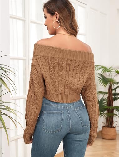 Image of ZAFUL Women V Neck Button Knit Crop Sweaters Batwing Sleeve V Back Ribbed Hem Pullover Sweater