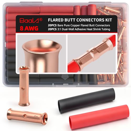 BAALA 20 PCS 8 Gauge Flared Barrel Butt Connectors