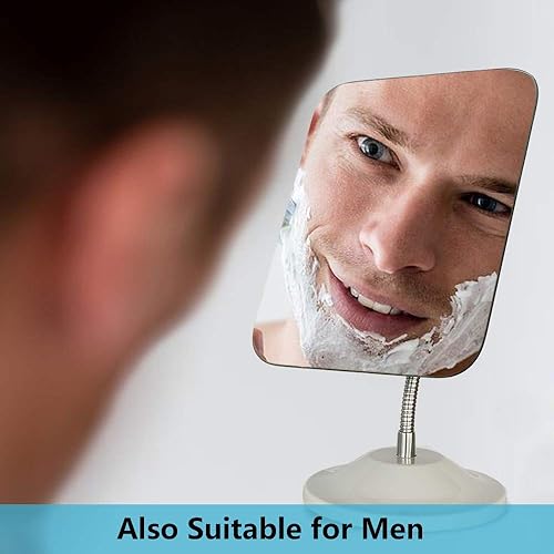 Miniatura 6 de YEAKE Espejo de maquillaje de cuello de cisne flexible ajustable, rotación de 360, plegable, portátil, espejo de tocador con soporte para ducha,