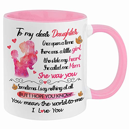 Taza de café divertida con texto en inglés 'To My Dear Daughter Daughter of Mom Dad Best Daughter Christmas Gifts - Taza de té para hija (325 ml)