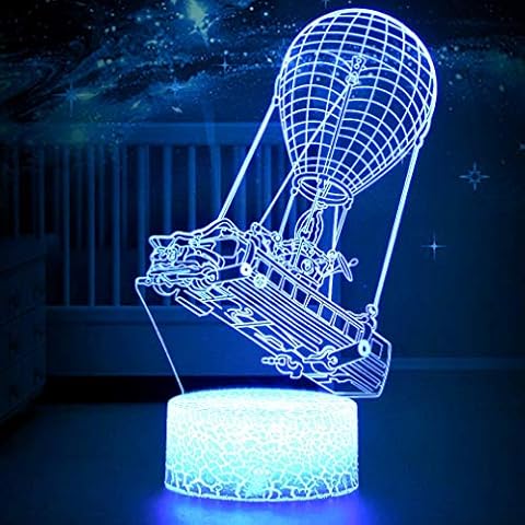 WHATOOK Battle Bus Game 3D LED Lamp RGB Mood Lamp 7 Color Light Hot Air Balloon Night Light for Birthday Holiday Decor Gift (Crack Battle Bus) Cover