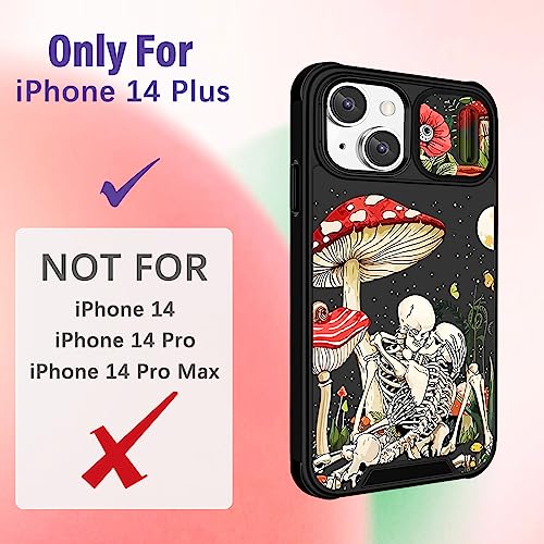 Image of Funermei (2in1 for iPhone 14 Plus Phone Case for Women Cute Girls Skull Cover Skeleton Goth Fun Funny Spooky Horror Gothic Scary Design with Camera Cover Funda for Apple for iPhone 14 Plus Case