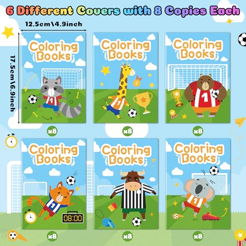 Image of Soccer Coloring Books for Kids - 48Pcs Soccer Mini Coloring Booklet Sports Ball Theme DIY Art Drawing Book for Toddlers Birthday Party Favors Gifts Classroom Reward Home Art Activity Supplies
