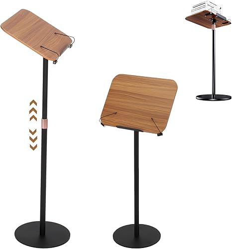 Nisorpa Soporte de libro para leer podio ajustable a mano libre para la Biblia, hoja de música, libro de recetas de cocinero, soporte de madera con