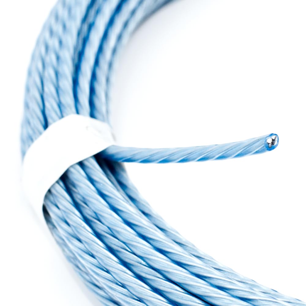 ひら　50cm4mm Amazon.com: 19 WG x 50' 4 Strand Blue Vinyl Coated