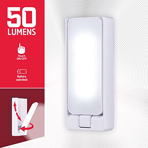 Image of Energizer Swivel LED Touch Light, Battery Operated, 35 Lumens, Wireless LED Closet Light, Ideal for Under Cabinet, Closet, Hallway, Work Bench, Washroom, Pantry and Laundry Room, White, 38362