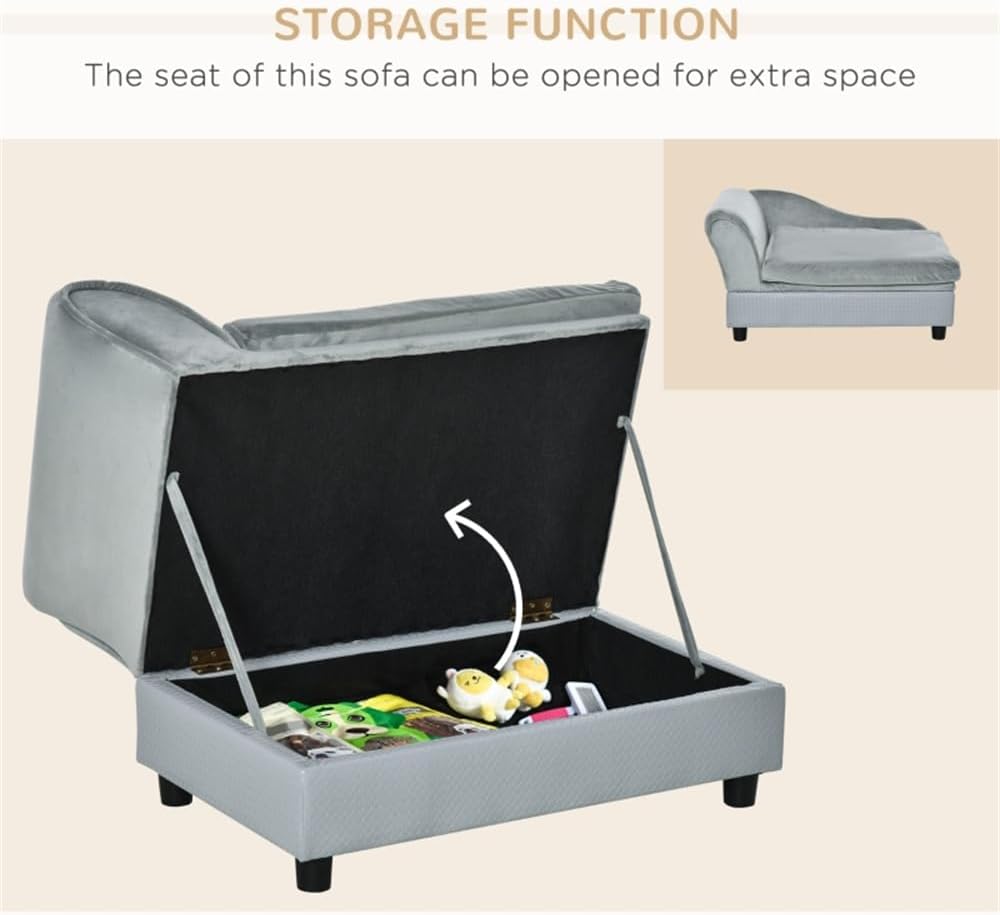 Rattan Pet Sofa with Storage Compartment and Tufted Cushion for Small Dogs and Cats – Stylish Elevated Pet Lounge