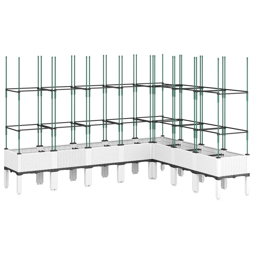 Jardinière avec treillis blanc en plastique PP 200x160 cm pour plantes grimpantes