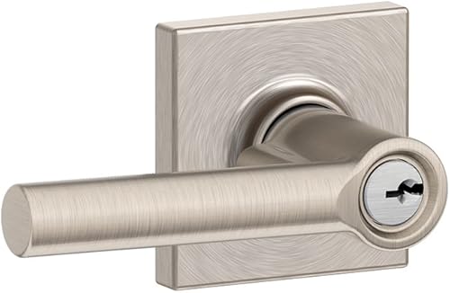 Miniatura 4 de SCHLAGE Lock Company - Manija SCHLAGE con cerradura sin giro y moldura Collins, níquel satinado (F170 BRW 619 COL)