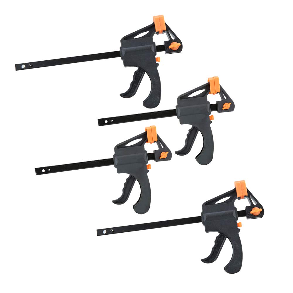 Nuzamas Plastic 4" & 6" F Clamps Set, Quick Grip and Ratchet Release, Adjustable Bar Clamping, Woodworking DIY Tool Kit, Includes 2 Pack of 4 Inch (10cm) and 2 Pack of 6 Inch (15cm)