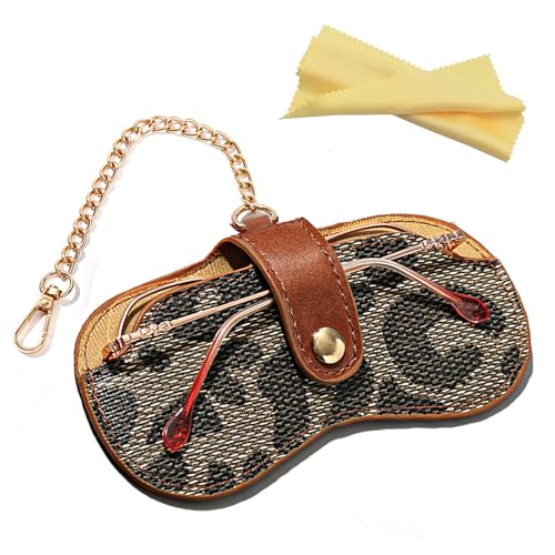 Image of Eyewear Clutch Glasses Case with Clip Soft Leather Sunglasses Bag