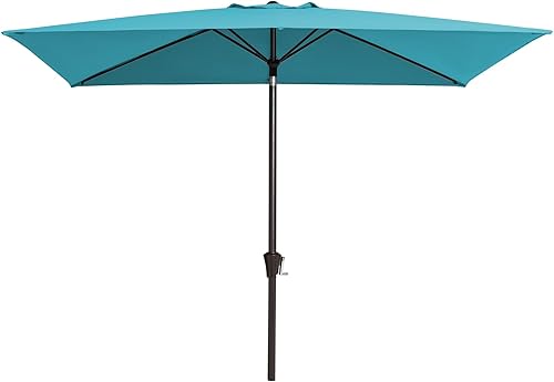 Miniatura 8 de JEAREY Sombrilla rectangular de olefina de 6.5 x 10 pies, sombrilla rectangular para exteriores con sistema de manivela de inclinación automática
