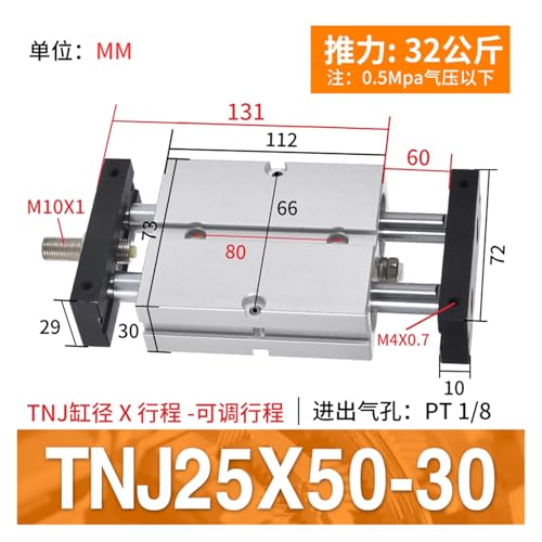 Mini vérin pneumatique double tige TNJ course réglable - 2