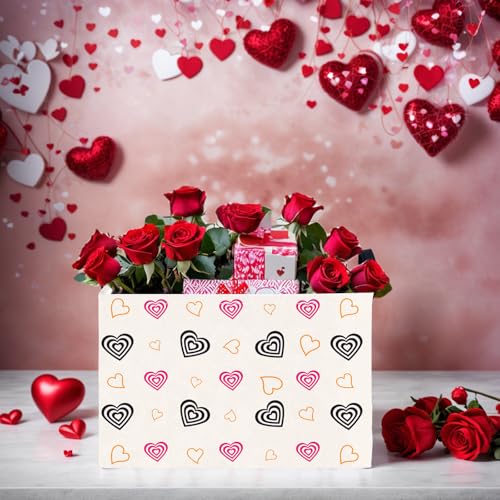 Image of Valentine's Day Basket Gift for Empty Cute Heart Large Storage Bin for Kid and Baby Room Decor (Red and Black)