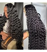 Lemoda 220% Density 12A Virgin 13x6 Water Wave Full Lace Frontal Wig Human Hair Pre Plcked 13x6 D...