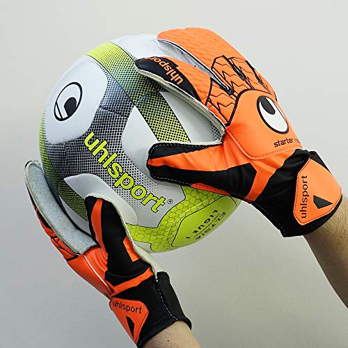 UHLSPORT - UHLSPORT STARTER RESIST - Gant gardien football - Paume Latex Soft - Coupe classique - orange fluo/noir/blanc, Taille 4