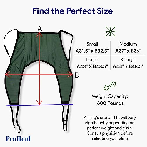 ProHeal Universal Padded Lift U Sling, X Large 44" x 48.5" - Polyester Divided Leg Slings for Patient Lifts - Compatible with Hoyer, Invacare, McKesson, Drive, Lumex, Joerns and More