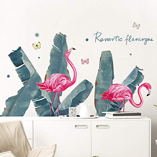 Pdrui Wall Stickers for Bedroom, Banana Leaf Flamingo Wall Stickers as Wall Decoration for Living Room Kid's Room Nursery 54cm×138cm, Wall Decal Wallpaper for Wall Window Furniture Window Hallway