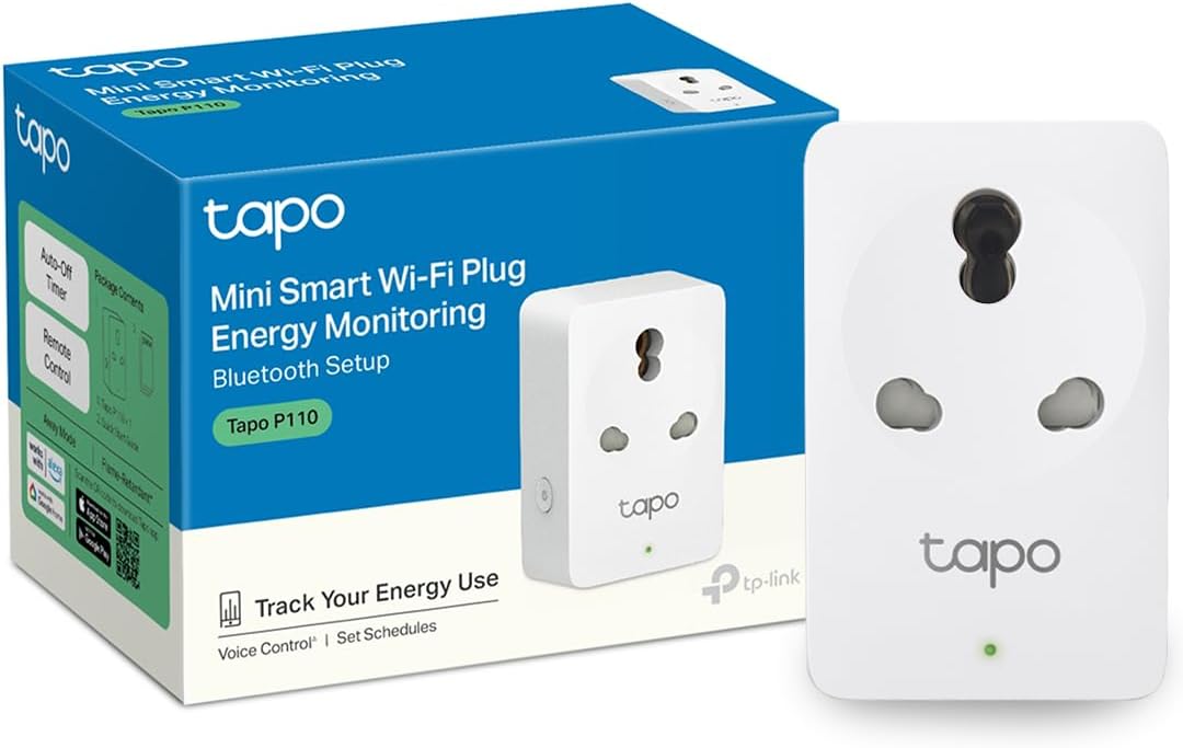P110 16A Wi-Fi Smart Plug with Energy Monitoring | Suitable for Large Appliances like Geysers, Microwave Ovens, Air Conditioners (Works with Alexa and Google Assistant)| 4-Way Safety Protection