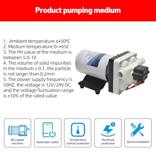 Pompe à diaphragme 12V HUIOP 3,3 GPM 55 PSI pour transfert d'eau