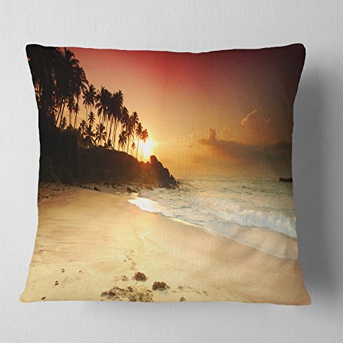 Designart Sri Lanka Sunset Beach Pillow Cover 16x16