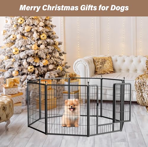 HealSmart Dog Playpen Indoor, Puppy Playpen Indoor for Yard, Camping, 32" Height 8 Panels Heavy Duty Dog Pen for Small/Medium Dogs, Black by HealSmart - Image 2