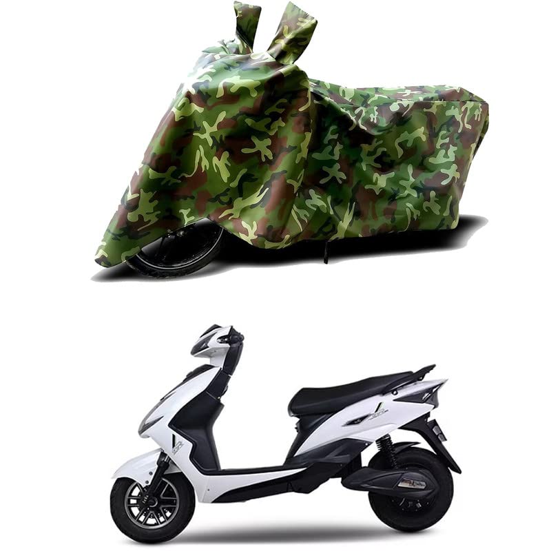 Image of 100% Water Resistant Full Bike Scooty Two Wheeler Body Cover Compatible for EeVe Wind STD /UV-Rays /Heat Protection /Birds Dropping /Scratchproof /Dust Proof /Waterproof /All Varients[Green MJ]
