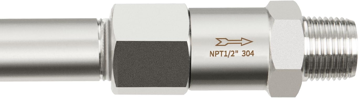 ChillWaves 304 Stainless Steel In-Line Split Check Valve 1/2" NPT Male x 1/2" NPT Female Thread, One-Way Non-return Check Valve for Backflow Prevention(1-PACK)