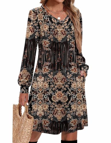 Zeagoo Black Floral Tunic Dress