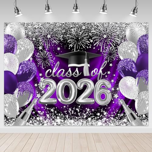 Fondo Mocsicka para Graduación 7x5ft Morado miniatura 1