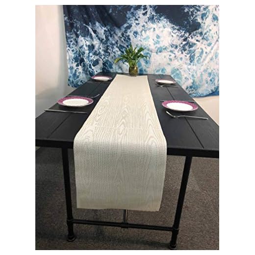 OSVINO Moderno patrón de bambú 71"X12" rectangular antideslizante antimanchas lavable PVC camino de mesa, beige, 71"x12"