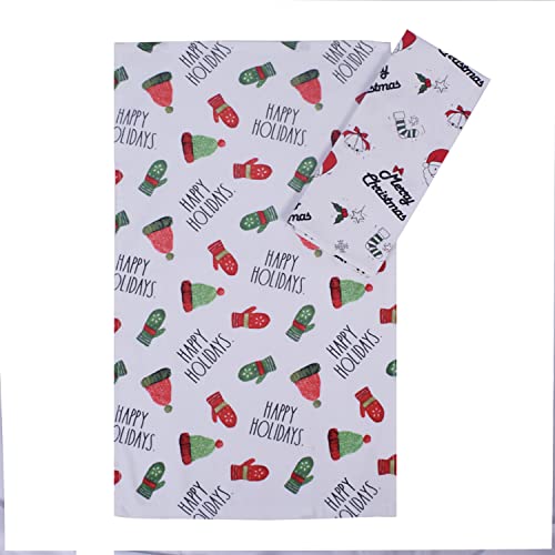 Hopweek Christmas Kitchen Towels And Dish Cloths Sets Of 2, 16X28 Inches, 100% Cotton, Funny Santa Claus And Gloves, Great For Kitchen Cleaning, Housewarming Gift, Christmas Kitchen Decor #TOP3