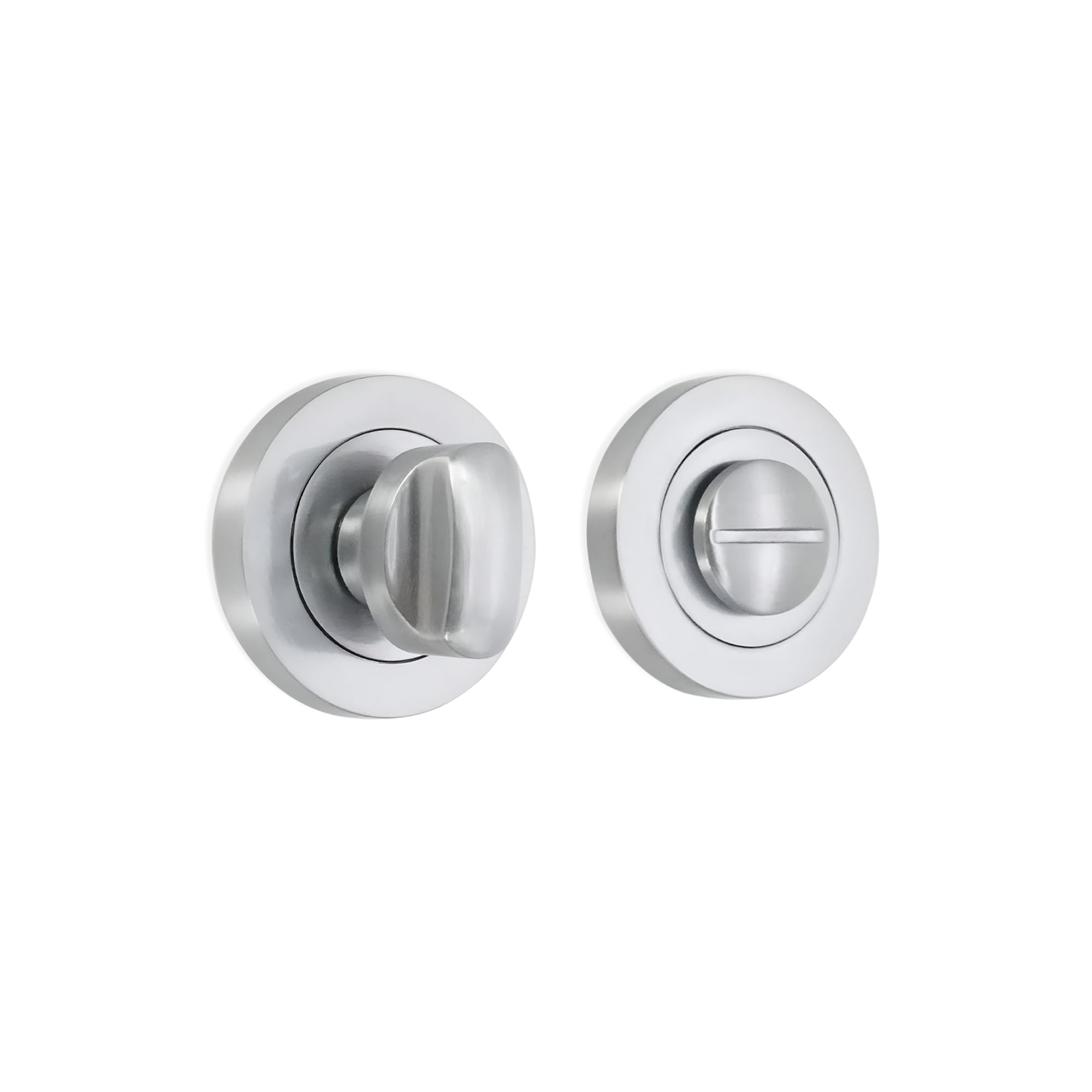 Infinity Decor Oval or Euro Profile Key Hole Escutcheon/Bathroom Thumb Turn & Release Set (Satin Chrome, Bath Turn & Release)