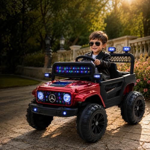 Image of Kawaii Kids Battery Operated Car for Kids, Electric Ride-On SUV with Parent Remote Control, USB, Bluetooth, LED Windshield Lights, Rechargeable Battery, Kids Ride-On Car for Boys & Girls Age 1-5 Years