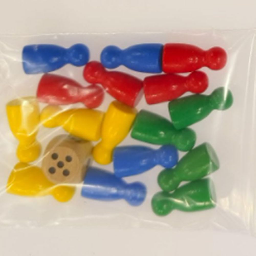 Set De 16 Piezas De Madera Multicolor Y 2 Dados Para Juegos De Mesa – Conos De Ajedrez De 2,5 Cm Para Crear Tus Propias Partidas