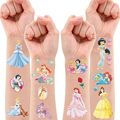 240 Pcs Princess Temporary Tattoos for Girls,8 Sheets Waterproof Tattoo Stickers,Cartoon Theme Party Decoration,Kids Temporary Tattoo Toys,Suitable for Birthday Parties,Group Activities (Princess)