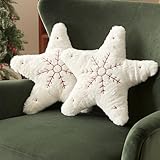 Sonive 2 Stück Weihnachtskissen, Fünfzackigen Sterns-Form 16x16in Kissen Dekokissen Zierkissen, Stuhlkissen Raumdekoration Plüschkissen für Weihnachten Sofa & Bett Kinderzimmer