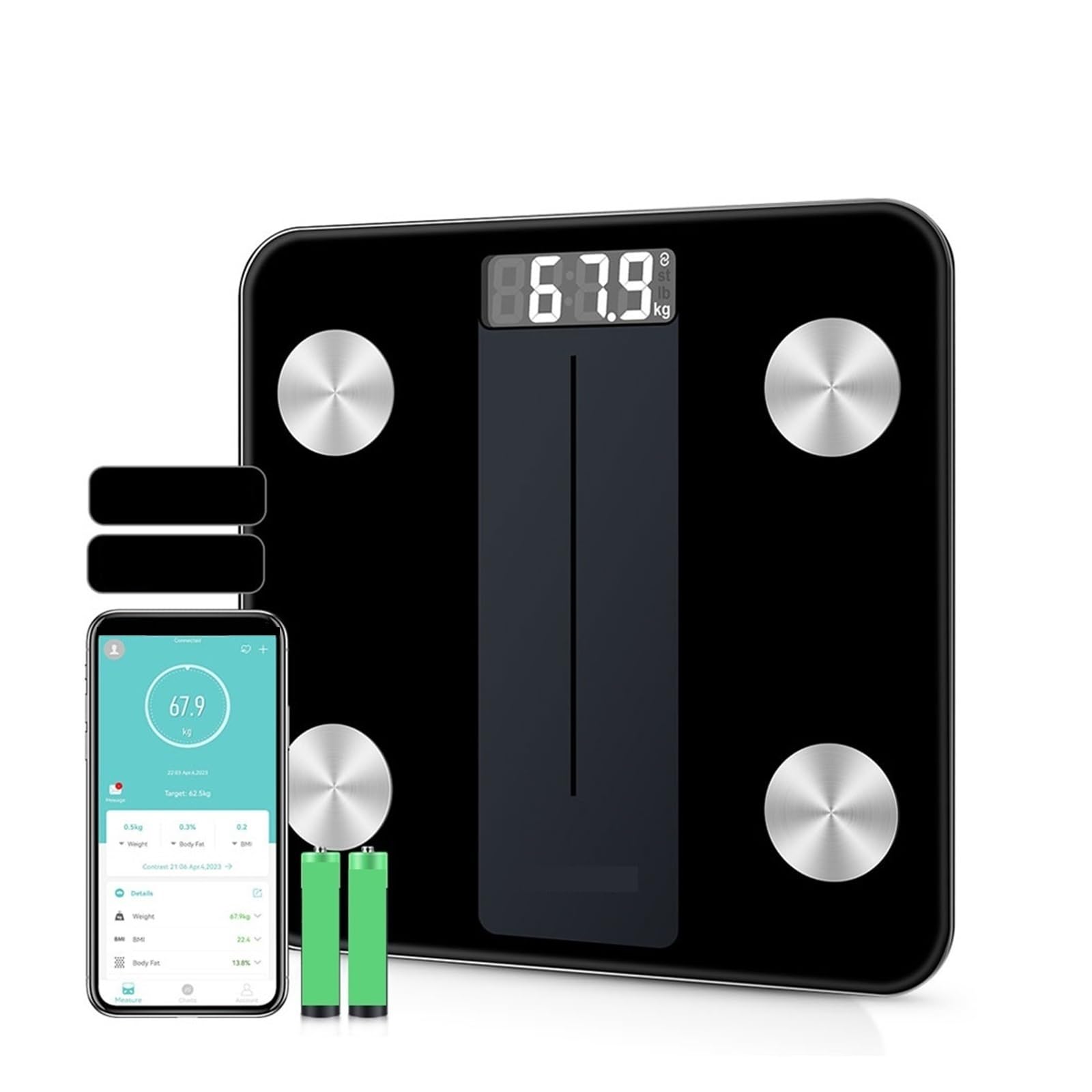 Báscula De Peso Corporal Balanza Digital BMI Grasa Bioimpedancia Bluetooth Baño Inteligente 180 KG Preciso FáCil De Leer