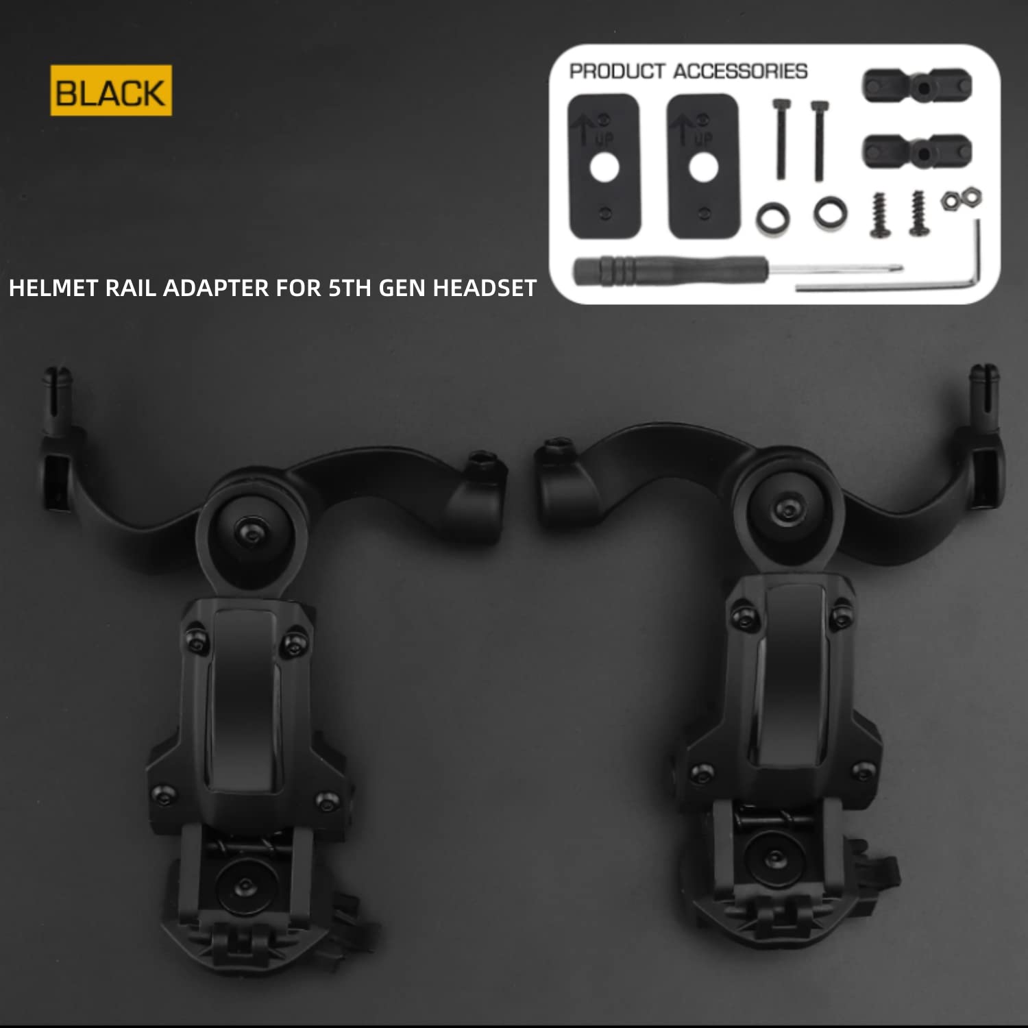 Zhongren Casque Rapide ARC Rail Adapter Tactique Pickup Headset Suspension Casque Support Multi-Angle Rotation pour Ops Core ARC & Team Wendym-Lok Rail, Support pour Casque de Chasse
