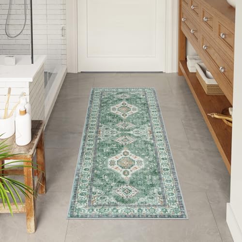 Seavish Green Bathroom Runner Rug, 20x47 Inch Vintage Absorbent Bath Mat by Seavish - Used condition - Image 6