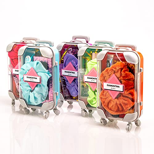 Makeup Kit Set - Mini Suitcase Bundle Includes 1 Pair Of Lashes Boss, 3 Lip Gloss (Broadway Vita-Lip, Lip Tattoo Plum, Lip Shine), 1 Spoolie, 1 Scrunchie, Gift, Unisex, Beauty (Purple) #TOP5