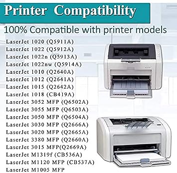 1 Pack Black 12A | Q2612A Compatible Toner Cartridge Replacement for HP Laserjet Pro 1022 1018 Pro 3052 MFP 3055 MFP 3050 MFP 3030 MFP M1319f M1120 MFP M1005 MFP Printers