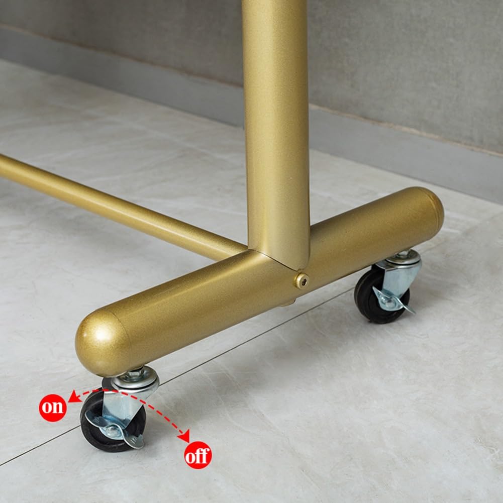 Perchero de Ropa con Ruedas, Perchero Burro de Ropa rodante, riel de Ropa Resistente con Ruedas para Colgar Ropa, Carga 80 kg, Dorado (Color : Gold, Size : 80x40x165cm)