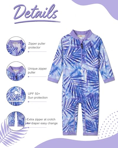 Image of weVSwe Baby Girl Toddler UPF 50+ Rash Guard Swimsuit Sun Protection Beachwear Zipper Bathing Suit 0-3 Years