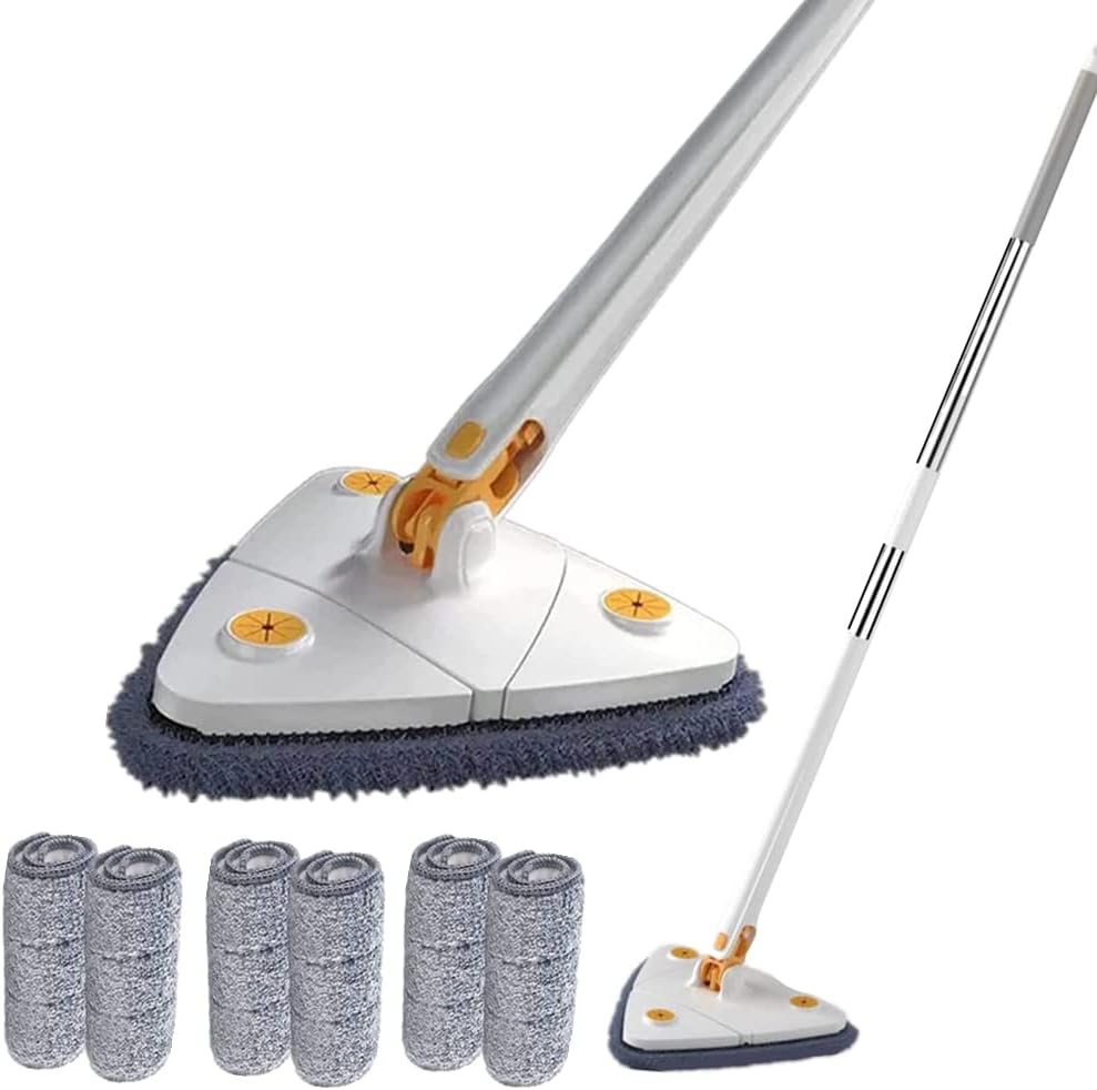360° Rotatable Adjustable Cleaning Mop, Triangular Cleaning Mop Telescopic Scrubber