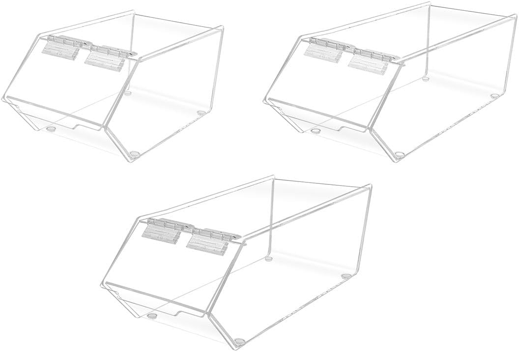 Marketing Holders 4 Pack Acrylic Storage Containers 3 Stackable Clear Countertop Dispenser Bins with Hinged Lids for Buffets Shops or Pantry Organization
