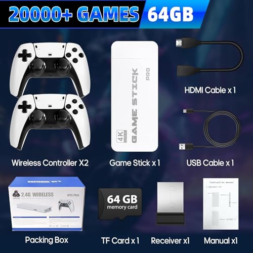 New 2025 Edition 4K TV HDMI Port Gaming Wireless Video Games for TV Gaming Retro Gaming Console with Wireless Game Console with 20,000+ Retro Games, 9 Emulators, 2 Controllers, 64G Inbuilt Card 09 8 51oJtQPUvZL